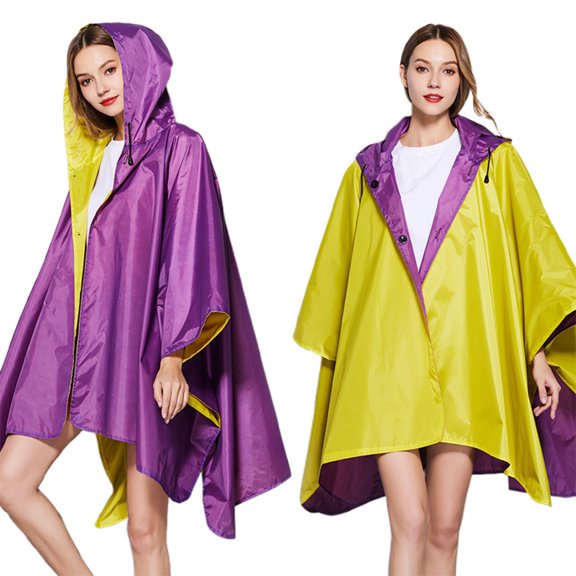 shqvo Women's Reversible Double Layer Cape Poncho Windproof Raincoat All Season Outdoor Wear Loose Mid Long Coat Fashion