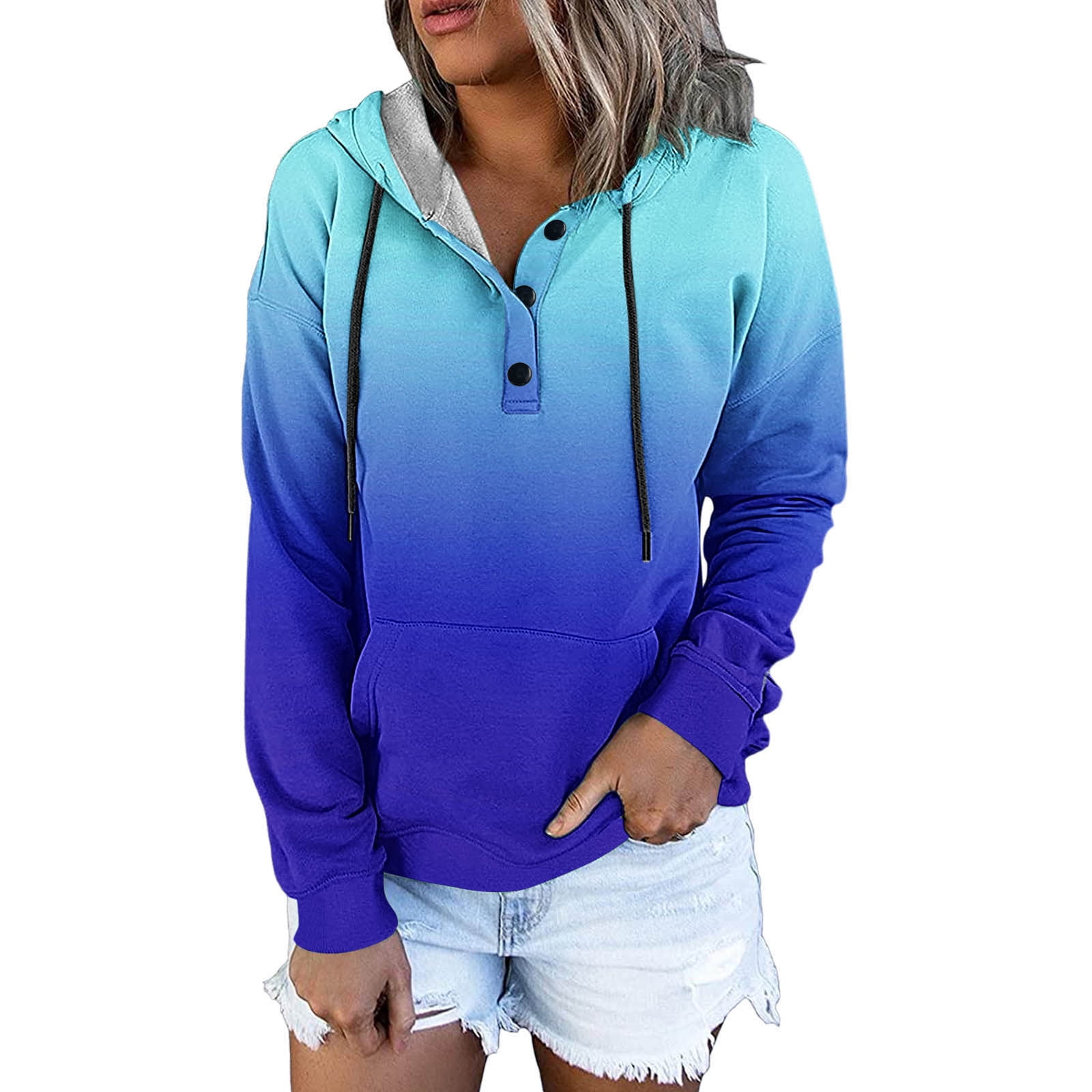 shqvo Womens Zip Up Hoodies Basic Plain Oversized Sweatshirts Fall ...