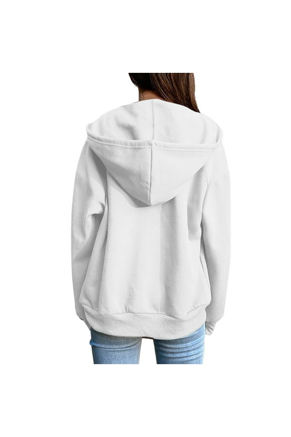 Zip Up Hoodie Women Plain Loose Fit Hoodies for Women Long Sleeve Tops with Pockets Oversized Zipper Hooded Jackets Fall Trendy Sweatshirt Hoodies for Women