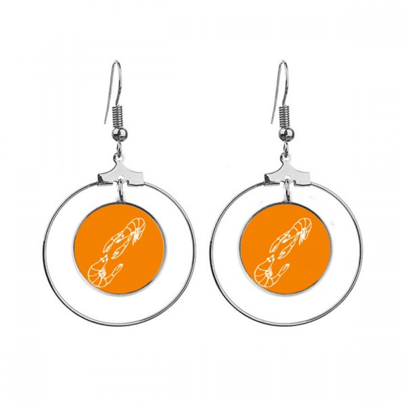shrimp combination fighting food earrings dangle hoop jewelry drop circle