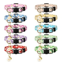 shuaien 10 Pack Cotton Breakaway Cat Collar with Bell, Flower Pet Kitten Collar, Safety Soft Adjustable Kitten Collars Cute Cat Collars Small Kitten Collar Accessories for Girl Cats Boy Cats