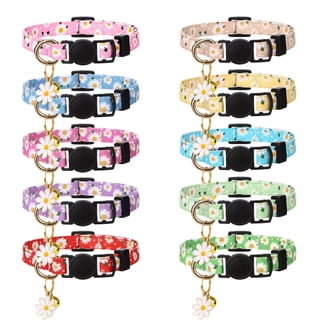 shuaien 10 Pack Cotton Breakaway Cat Collar with Bell, Flower Pet Kitten Collar, Safety Soft Adjustable Kitten Collars Cute Cat Collars Small Kitten Collar Accessories for Girl Cats Boy Cats