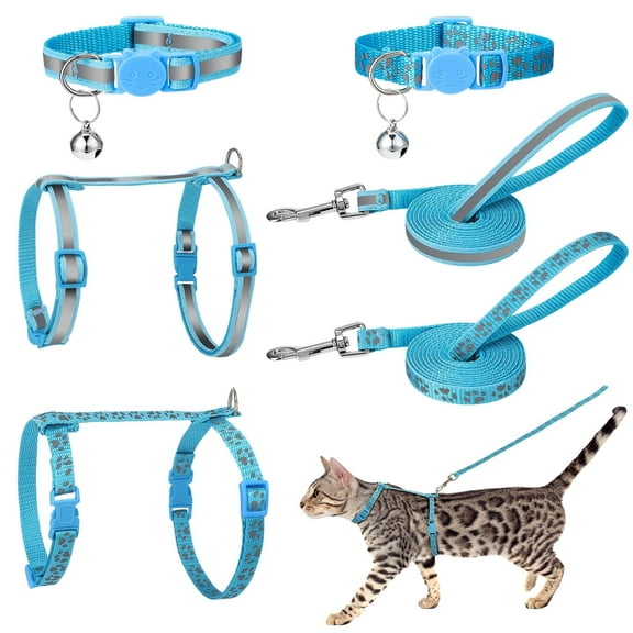 shuaien 6 Pcs Cat Harness and Leash with Collar Set, Escape Proof Cat Harness, Adjustable Kitten Harness Glow in The Dark, Glow in The Dark for Kitty Outdoor Walking
