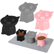 shuaien 3 Pcs Elevated Cat Bowls with Non-Slip Mat, 15 Degree Tilted Cat Food Bowls, Anti Vomit & Whisker Friendly Dishes 3 Raised Pet Bowls for Cats and Small 
