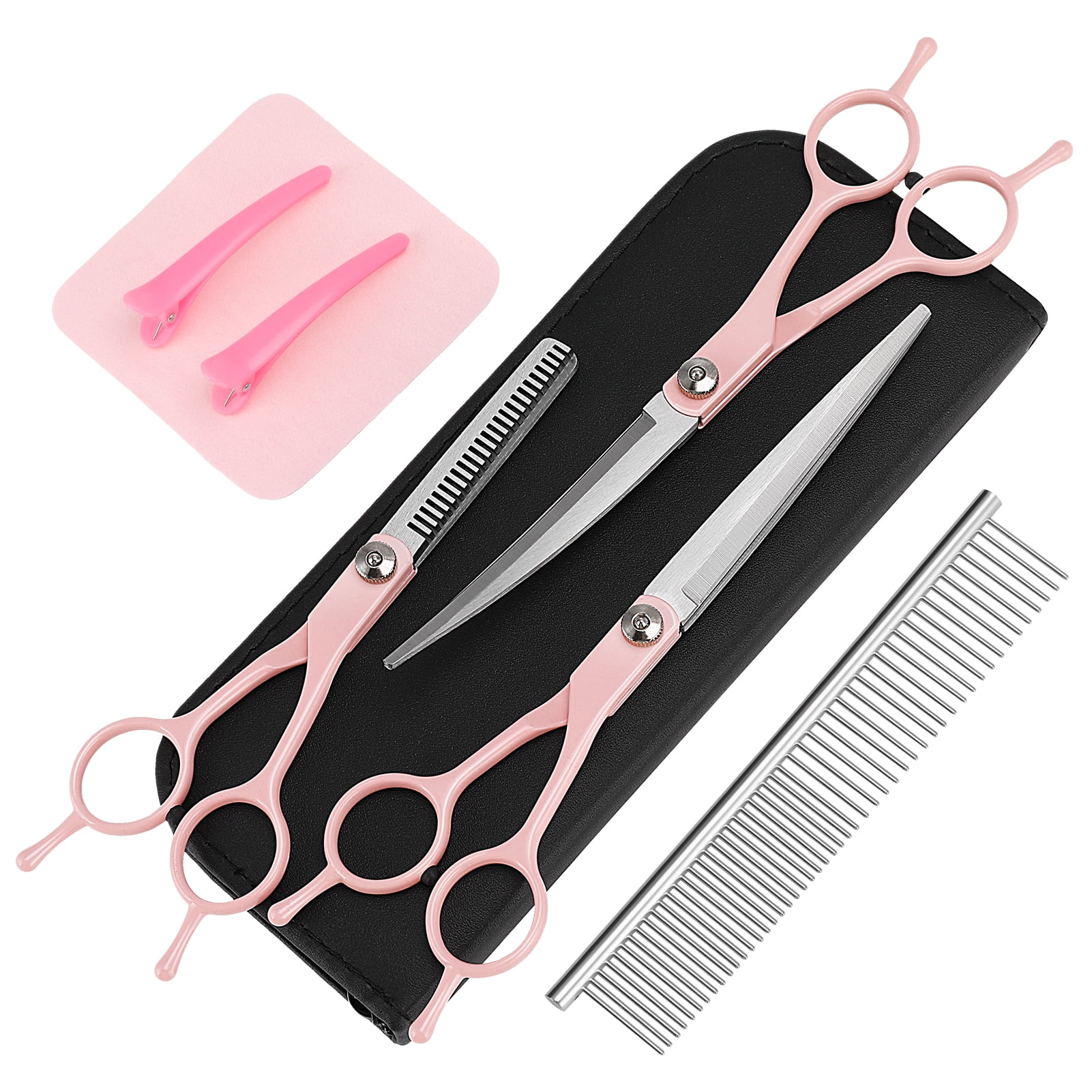 shuaien 6 Pcs Dog Grooming Scissors Kit, Professional Dog Trimming Scissors Set, Hair Cutting Scissors for Pet Grooming at Home, Curved Dog Scissors Pet Thinning Shears, Pet Grooming Supplies
