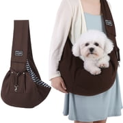 shuaien Dog Carrier Sling, Hand-Free Widened Shoulder Straps Puppy Carrier, Puppy Sling Carrier with Storage Pocket Maximum Load 16 Lbs for Small Dogs Cats Trav