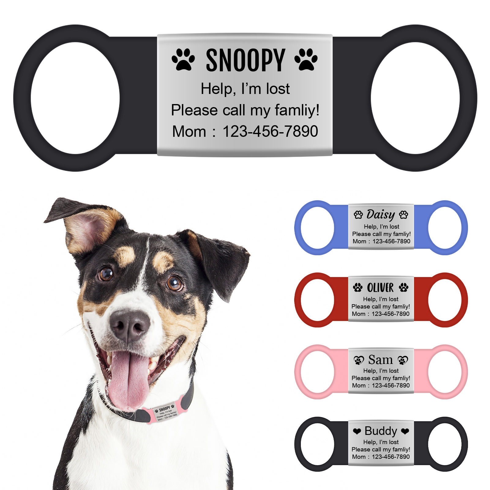 shuaien Personalized Dog Tags Custom Silent Dog Tag, ID Name Collar Tag Engraved,Personalized Engraved Dog & Cat Tags