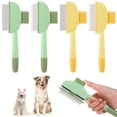 thumbnail image 1 of shuaien Flea Comb for Cats & Dogs Grooming Brush for Shedding and Tangles, Self Cleaning Pet Dematting Comb Lice Comb with Long & Short Stainless Steel Teeth Pet Hair Removal Tool, 1 of 8
