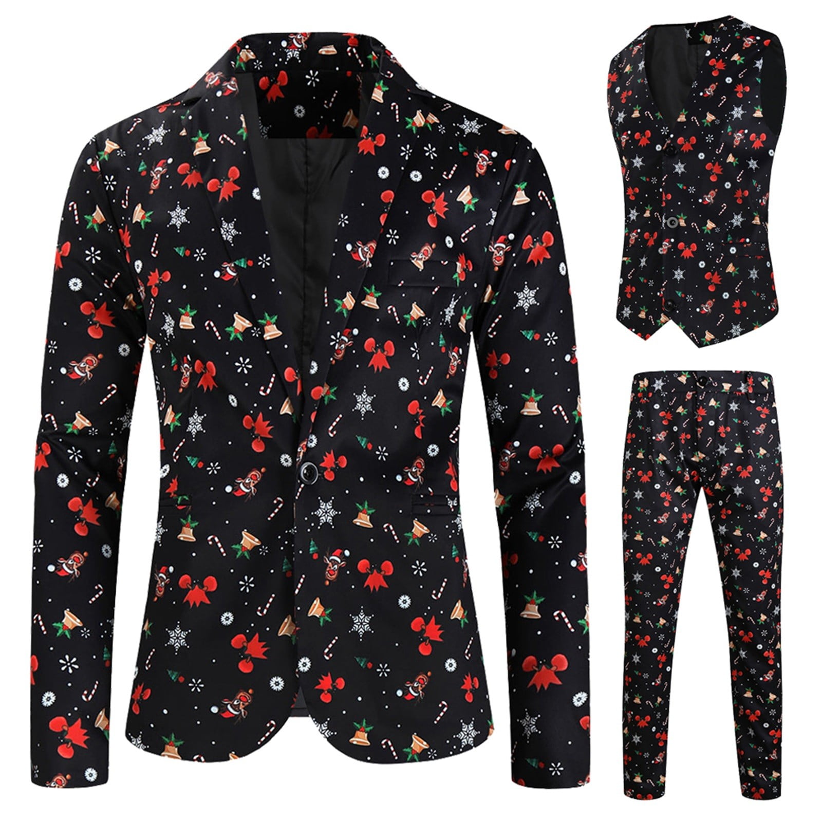 shucnskos Christmas Suit, Mens Fashion Casual Suit Printed Christmas