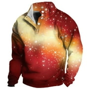 shucnskos Ugly Christmas Sweater Men, Men's Autumn And Winter Fashion Half Standing Neck Zippered Cotton Christmas Sweater, Orange XXL