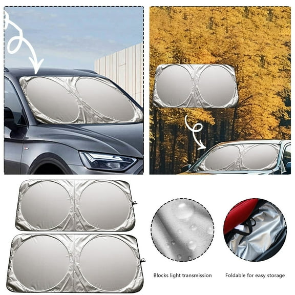 shulin Foldable Car Windshield Sun Shade Block Sunlight UV Rays Sun Shield Front Window Sun Visor Protector Summer Winter for Trucks Vans MPV Large Vehicles (57"x31" )