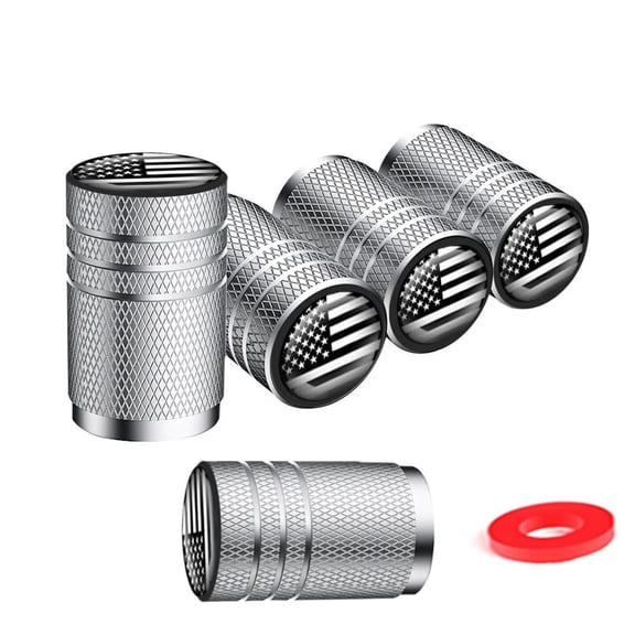 shulin Tire Valve Caps With American flag– Anti-Rust, Premium Anodized Aluminum, Corrosion-Resistant, Easy Install, Universal Fit – 1 pack/Set of 4 - Slate