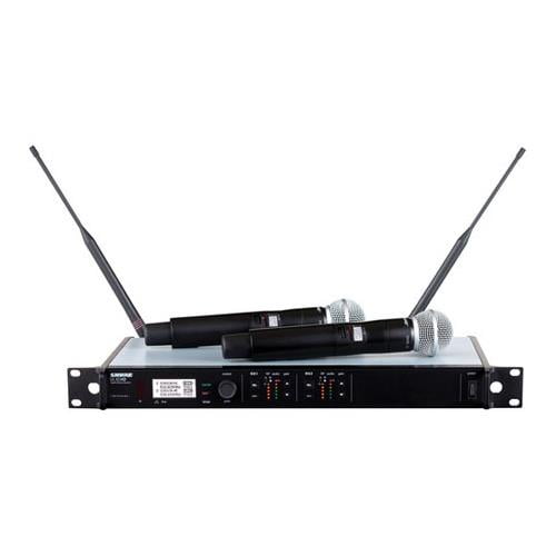shure ulxd24d/b58 dual handheld wireless system, includes 2 ulxd2 transmitter, 2xsm58 mics, ulxd4d dual wireless receiver, g50 band 470-534 mhz