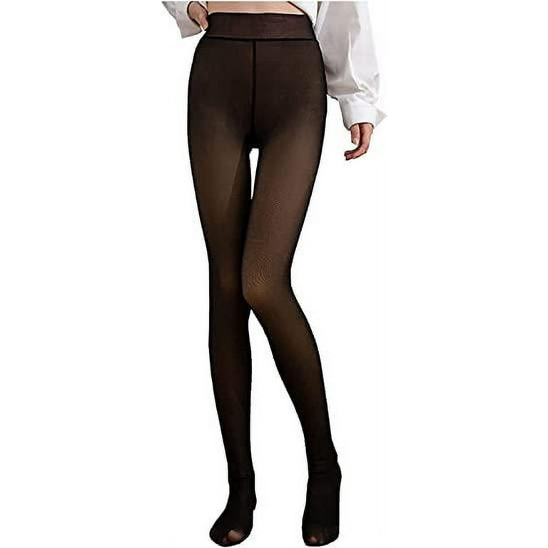 shuwee Fleece Lined Tights Women Leggings Thermal Pantyhose Fake  Translucent Tights Opaque High Waisted Winter Warm Sheer Tight 