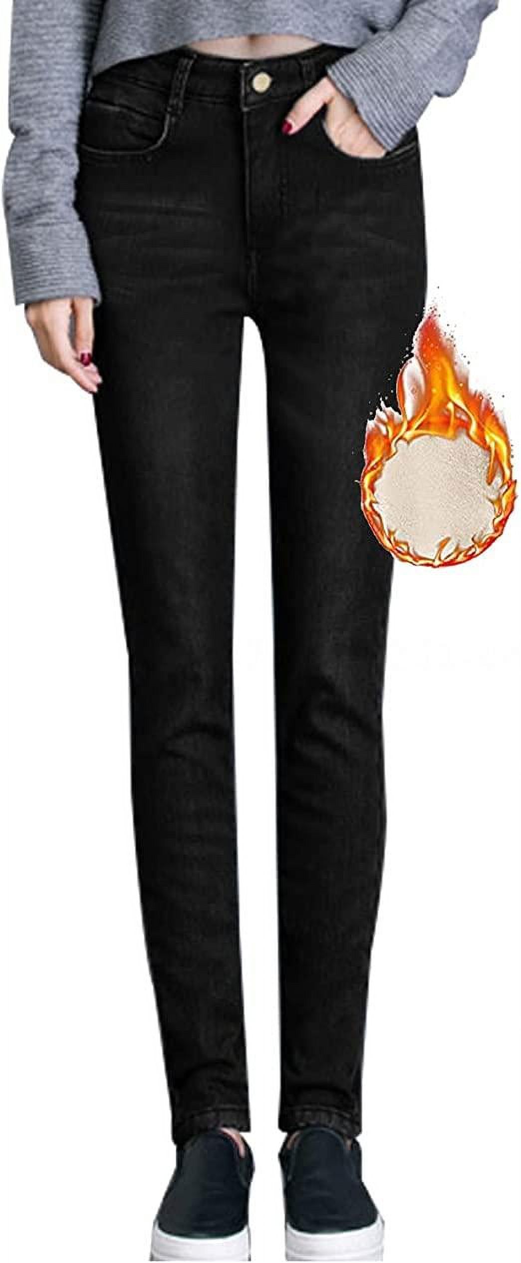 shuwee Winter Fleece Lined Jeans Women, Stretchy Cashmere Thermal Denim