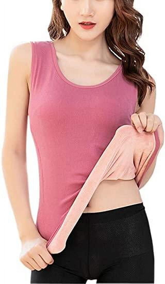 shuwee Womens Cotton Thermal Fleece Lined Underwear Tops Cami Tank Top Warm Base Layer Vest