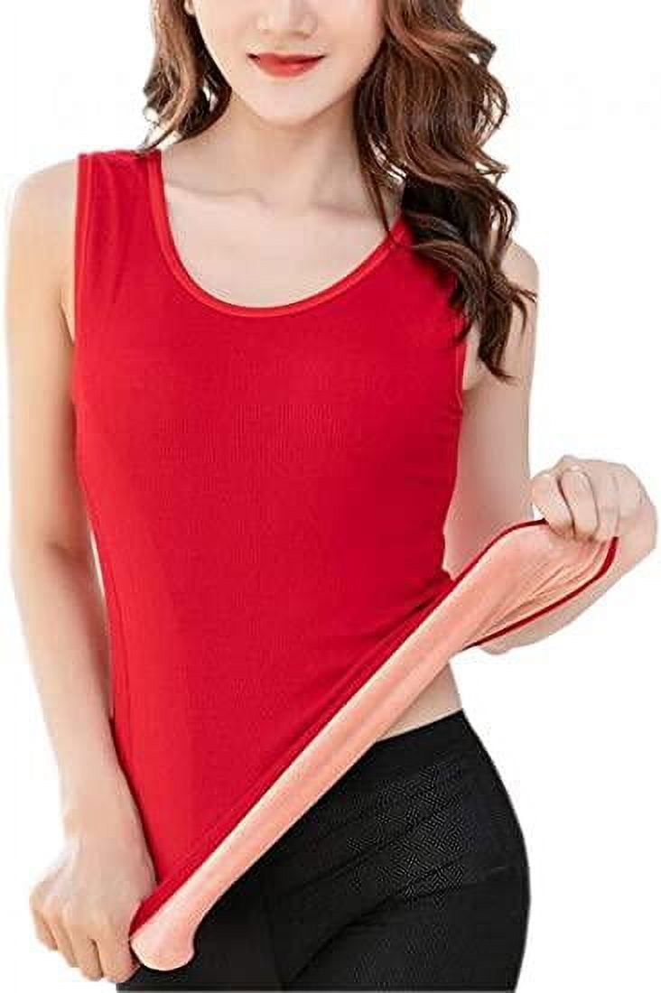 shuwee Womens Cotton Thermal Fleece Lined Underwear Tops Cami Tank Top Warm Base Layer Vest