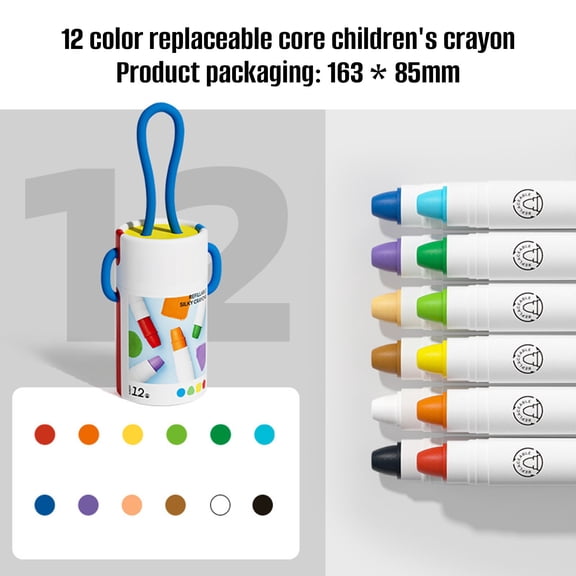shyuyusa 12/24/36pcs Mess-Free Washable Crayons Silk Speed Drying Crayon Oil Painting Stick Barrel Colorful Pen