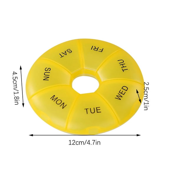 shyuyusa 1pc Reminder:7 Day Weekly Pill Round Organizer, Shystech Large Pill Case Pill Box 1 Time A Day For Pills/Medication/Supplements/Vitamin