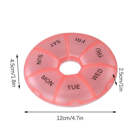 shyuyusa 1pc Reminder:7 Day Weekly Pill Round Organizer, Shystech Large Pill Case Pill Box 1 Time A Day For Pills/Medication/Supplements/Vitamin
