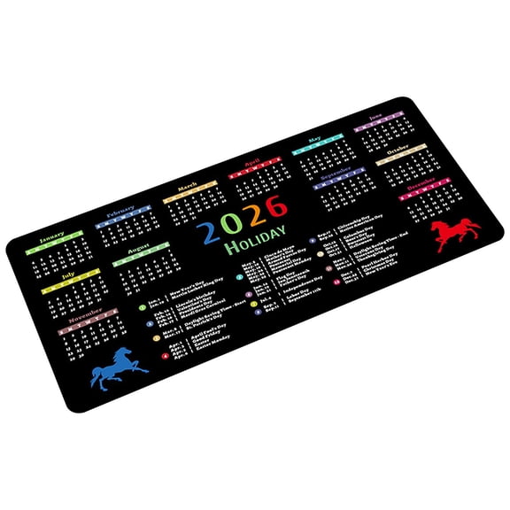 shyuyusa 2026 Extended Desktop Mouse Pad, Large Calendar Desk Mat With Monthly Schedule, Non-Slip Office Computer Mat 31.5x15.7 Inch