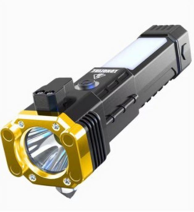 shyuyusa 8 in 1 Multi Function Flash Light,USB Rechargeable Solar Powered Flashlight with Glass Breaker,Seatbelt Cutter,Alarm and Phone Charger, Car LED Tactical Flashlight for Emergencies