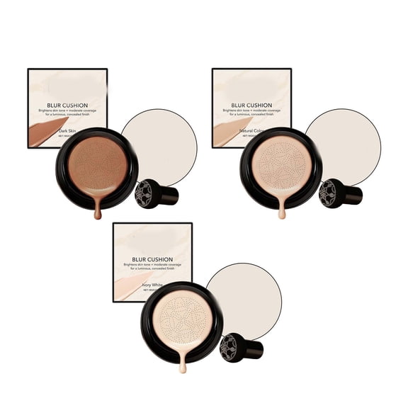 shyuyusa Brightening Air Cushion Cream, Creates Moist and Shiny Finish, Conceals Blemishes Long Lasting, Suitable for All Skin Types