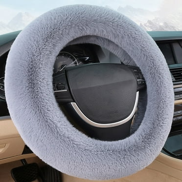 shyuyusa Car Steering Wheel Cover With Soft Warm Non-Slip Car Decoration Car Wheel Protector Universal Fits Fuzzy Cute Steering Wheel Protector Soft & Winter Warm & Non-Slip14-15 Inches