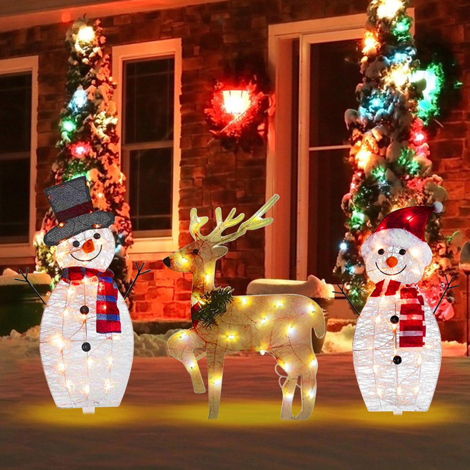 shyuyusa Christmas Penguin Yard Signs Stakes with Lights Noel Christmas Yard Decorations Lighted Outdoor Christmas Decorations for Home Lawn Pathway Walkway Party Decor (requires Assembly)