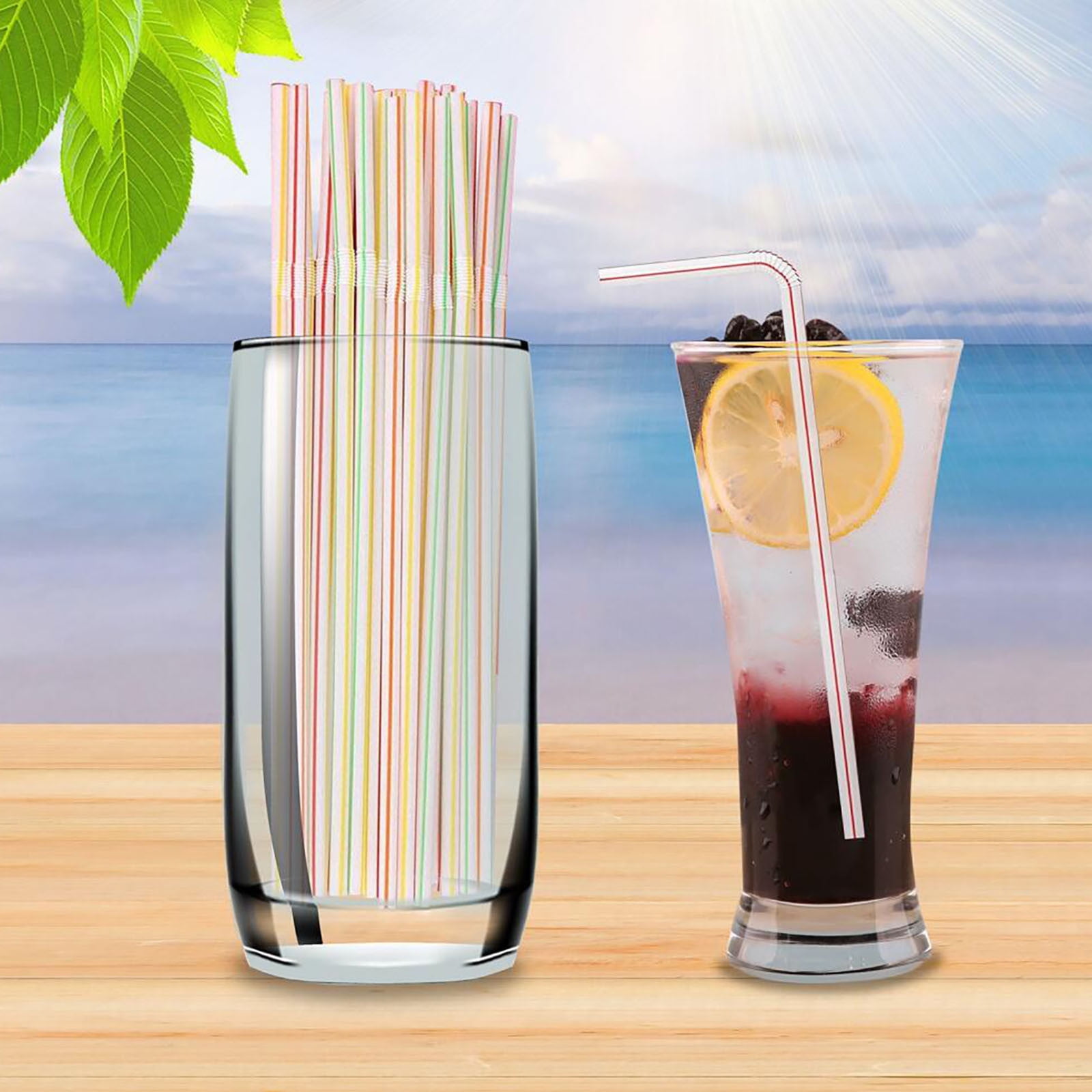 shyuyusa Color Disposable Plastic Straws Bent DIY Straws Milk Tea Drink