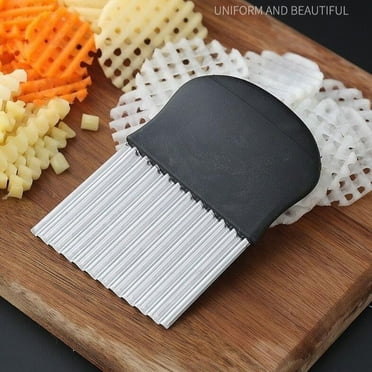 shyuyusa Crinkle Cutter Knife Stainless Steel Cutting Tool for Potato Carrot Chip Vegetable French Fry, Wavy Chopper Wave Slicer Steel Blade, Kids Lunch Accessories