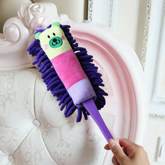 shyuyusa Cute Cartoon Plush Duster Cleaning Brush with Extendable Handle for Dusting Sweeping Ceiling Fans Blinds Home Office Car Efficient Ash Removal