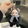 thumbnail image 1 of shyuyusa Cute Fur Puffy Baby Doll Keychain Keyring Bag Pendant Home Decoration Holiday Party Gift Key Chain Backpack Pendant Key Fob Car Pendant, 1 of 7
