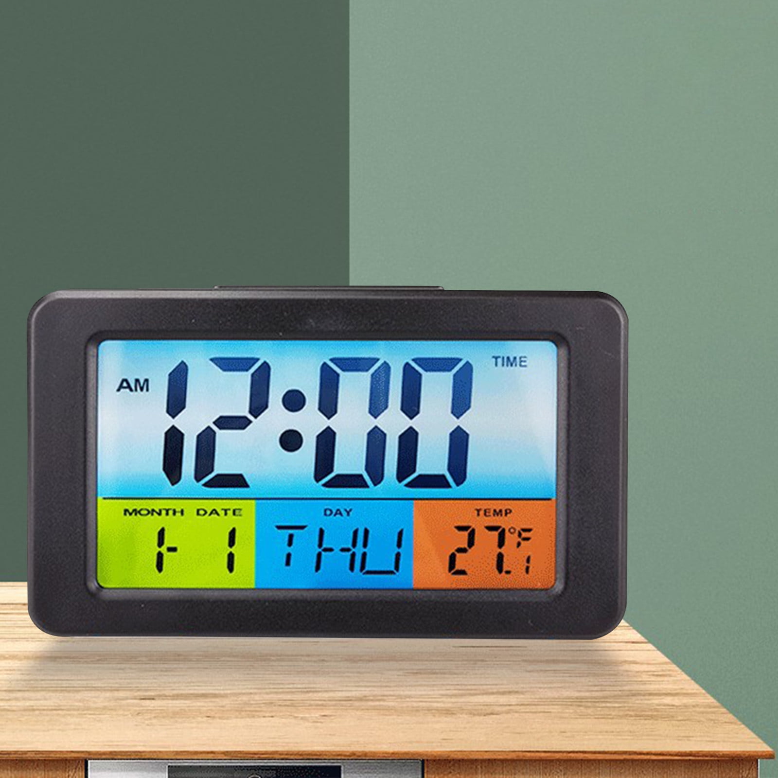 shyuyusa Digital Alarm Clock With Colorful LCD Display Temperature ...