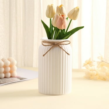 shyuyusa Farmhouse Vase Decor Vintage Flower Vase With Twine Bow Rustic Galvanized Metal Buckets For Artificial Flowers For Table Centerpiece Weddings Home