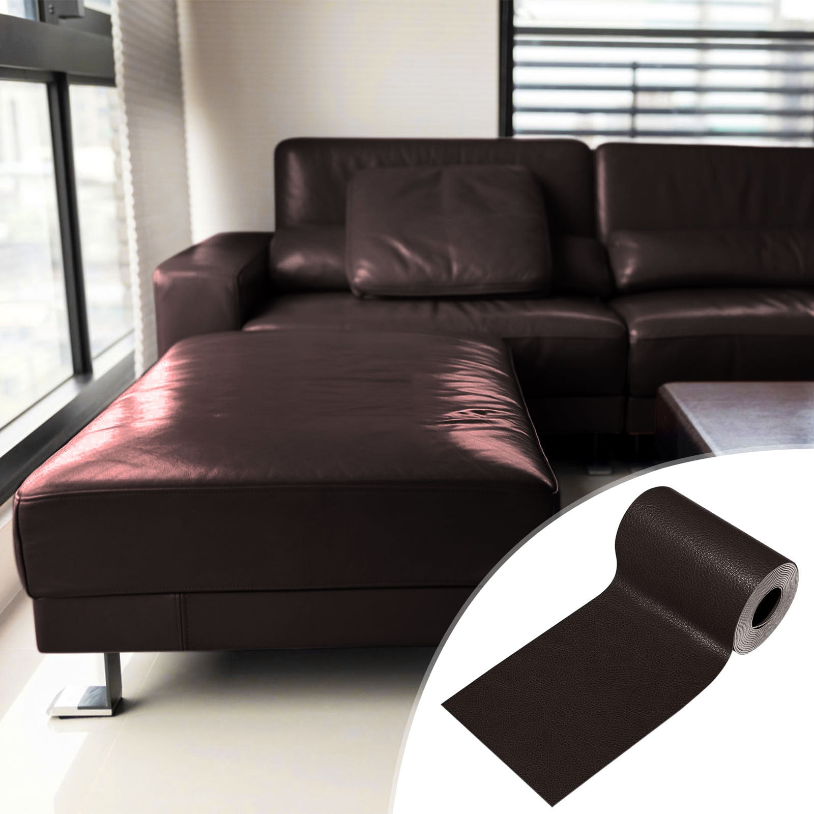 Large 40x16 Inch Self-Adhesive Leather Repair Patch – Dark Khaki Vinyl & Leather Fix Tape For Furniture & Car Seats - View #4