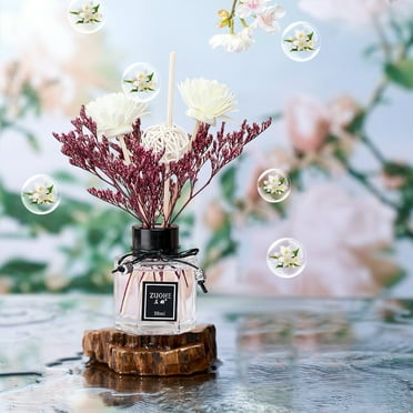 shyuyusa Flower Diffuser For Home Decor - 50ml Glass Oil Diffuser Long Lasting Bathroom Fresheners Diffuser Reed sticks for Home & Office Bathroom Shelf Décor with Long Lasting Scents