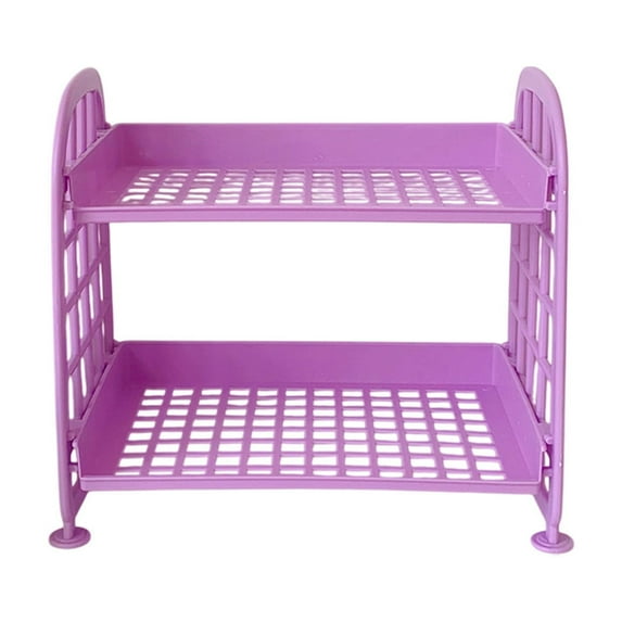 shyuyusa Folding Double-Layer Storage Rack - Compact Shelf for Desktop & Bathroom, Organizes Cosmetics, Jewelry & Small Essentials