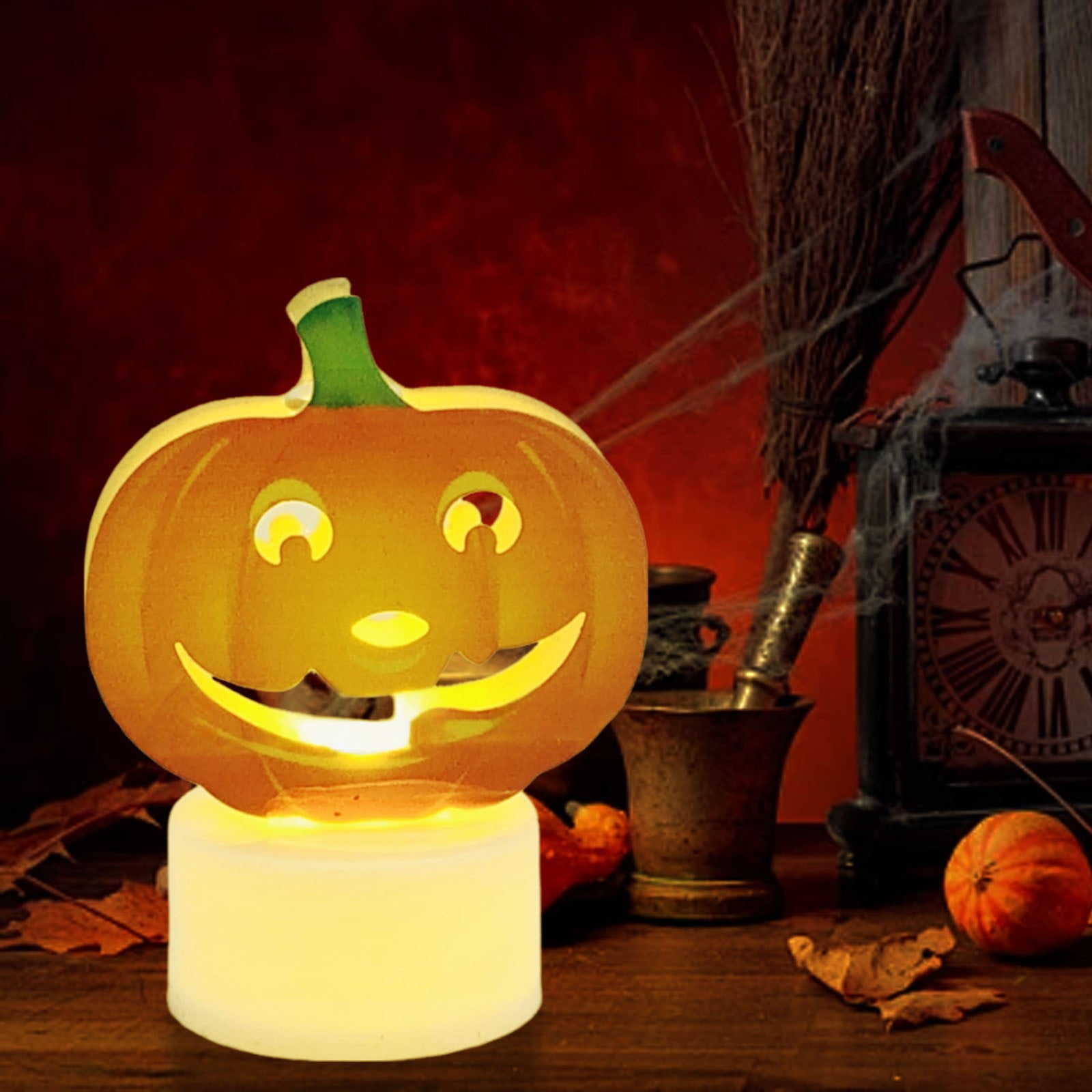 6-Pack Halloween Pumpkin Lights With Remote & Timer – LED Flameless Candles For Jack-O-Lanterns (Orange)