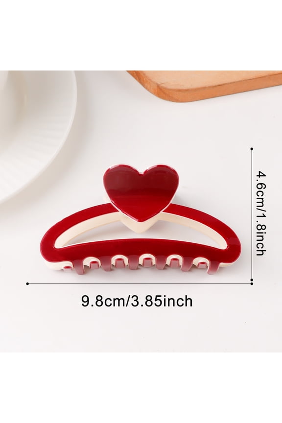 Heart Hair Claw Clip - Large 5.1in Plastic Jaw Clip For Thick Hair Cute Hair Accessory