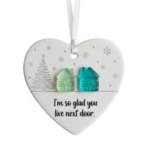 shyuyusa Heart-Shaped Sea Glass Friendship Decor - Keepsake Heart Ornament For Christmas Tree Hanging Holiday Gift Idea