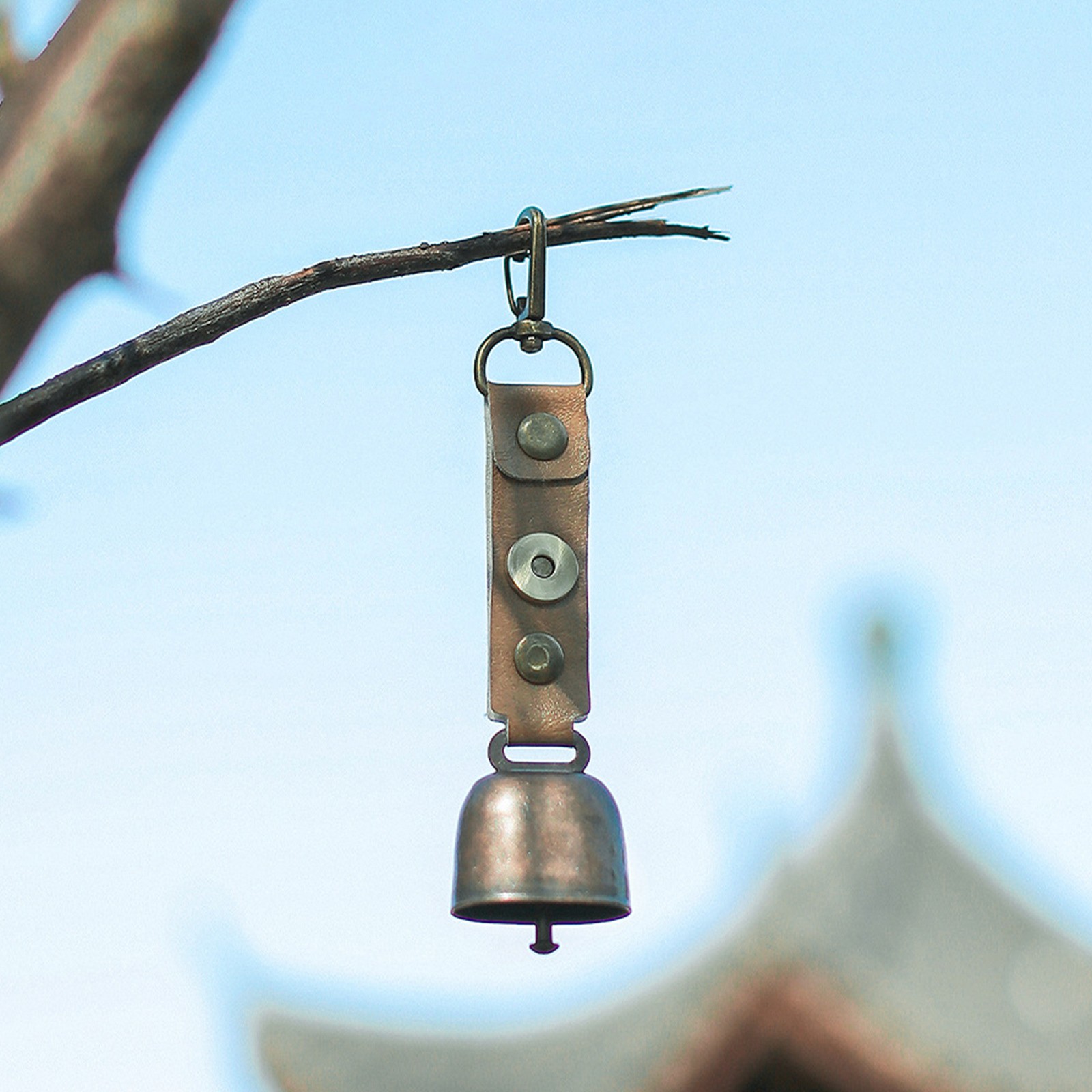 Bear Bell With Carabiner Lock - Medium Brass Hiking Safety Bell By Asano Woodworking