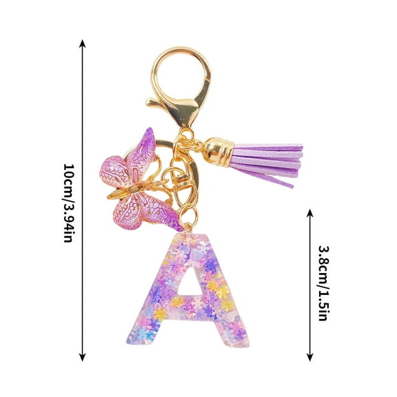 shyuyusa Initial Letter Keychain Tassel Butterfly Pendant Key Ring For Handbags Backpacks