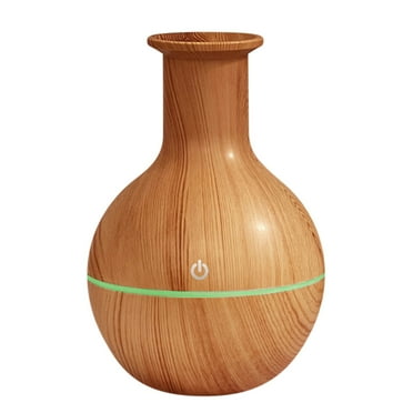 shyuyusa Large Mist Essential Oil Diffuser, Wooden Vase Diffusers for Home Scent Aromatherapy Diffuser Air Desk Humidifier for Bedroom Large Room Office Waterless Auto Off,10*10*14cm,beige