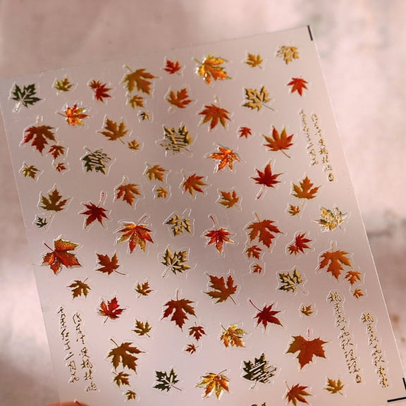 shyuyusa Maple Leaf Nail Stickers Metallic Easy Apply Nail Art Decals