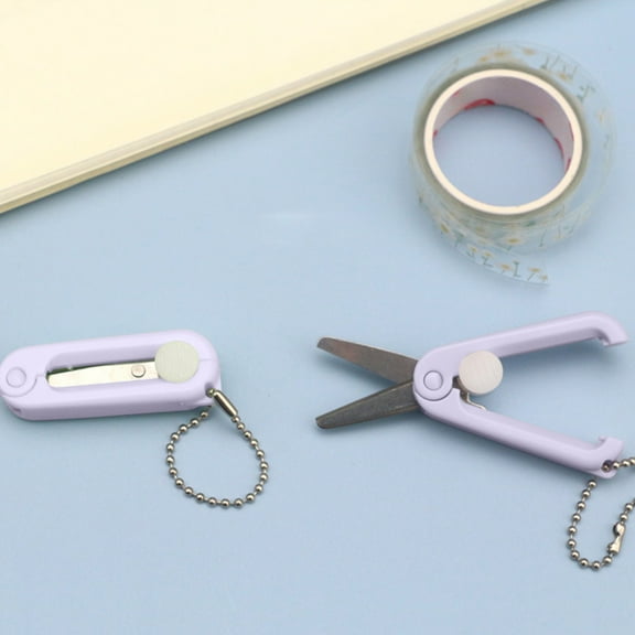 shyuyusa Mini Folding Scissors With Key Chain Mini Telescopic Small Foldable Scissors Portable Safe Pocket Travel Scissors Retractable Kids Shears Sharp For Cutting, Scrapbooking, Crafting