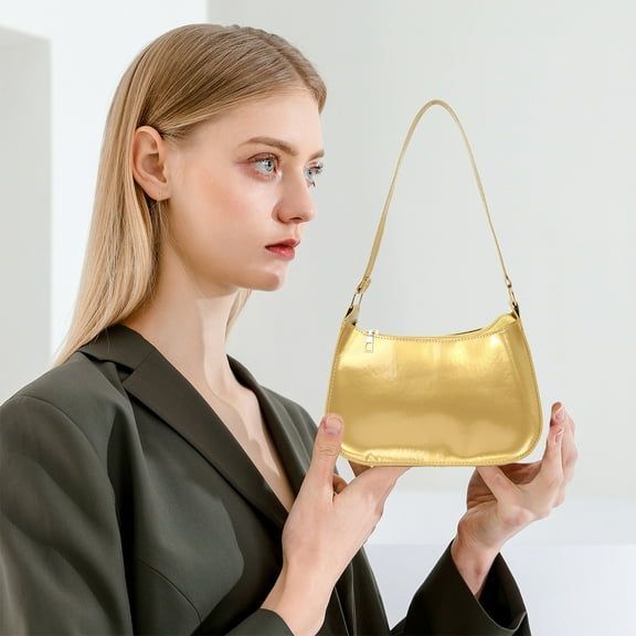 shyuyusa Patent Leather Clutch Purse Shiny Evening Handbags For Women Armpit Shoulder Bag