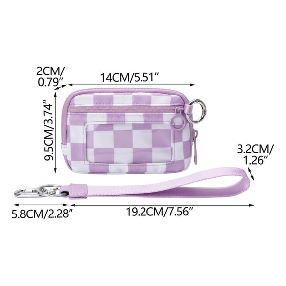 shyuyusa Plaid Pattern Portable Waterproof Wristlet Pouch - Clear Card Slot Design, Stylish Compact Bag for IDs, Credit Cards & Small Essentials, Travel & Daily Use