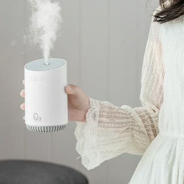shyuyusa Portable Mini Humidifier, Wireless Small Battery Humidifier, 200ml Small Humidifier Personal Cool Mist Humidifiers for Baby Bedroom Travel Office Home, Auto Shut-Off,17*10cm,white