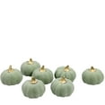 thumbnail image 1 of shyuyusa Realistic Dark Green Pumpkin Prop With Green Velvet Finish - Lightweight Foam Halloween Decoration Fake Vegetable Seasonal Display, 1 of 8